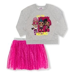 L.O.L. Surprise! Girls Long Sleeve Pullover and Skirt Set, 2-Piece Outfit Set